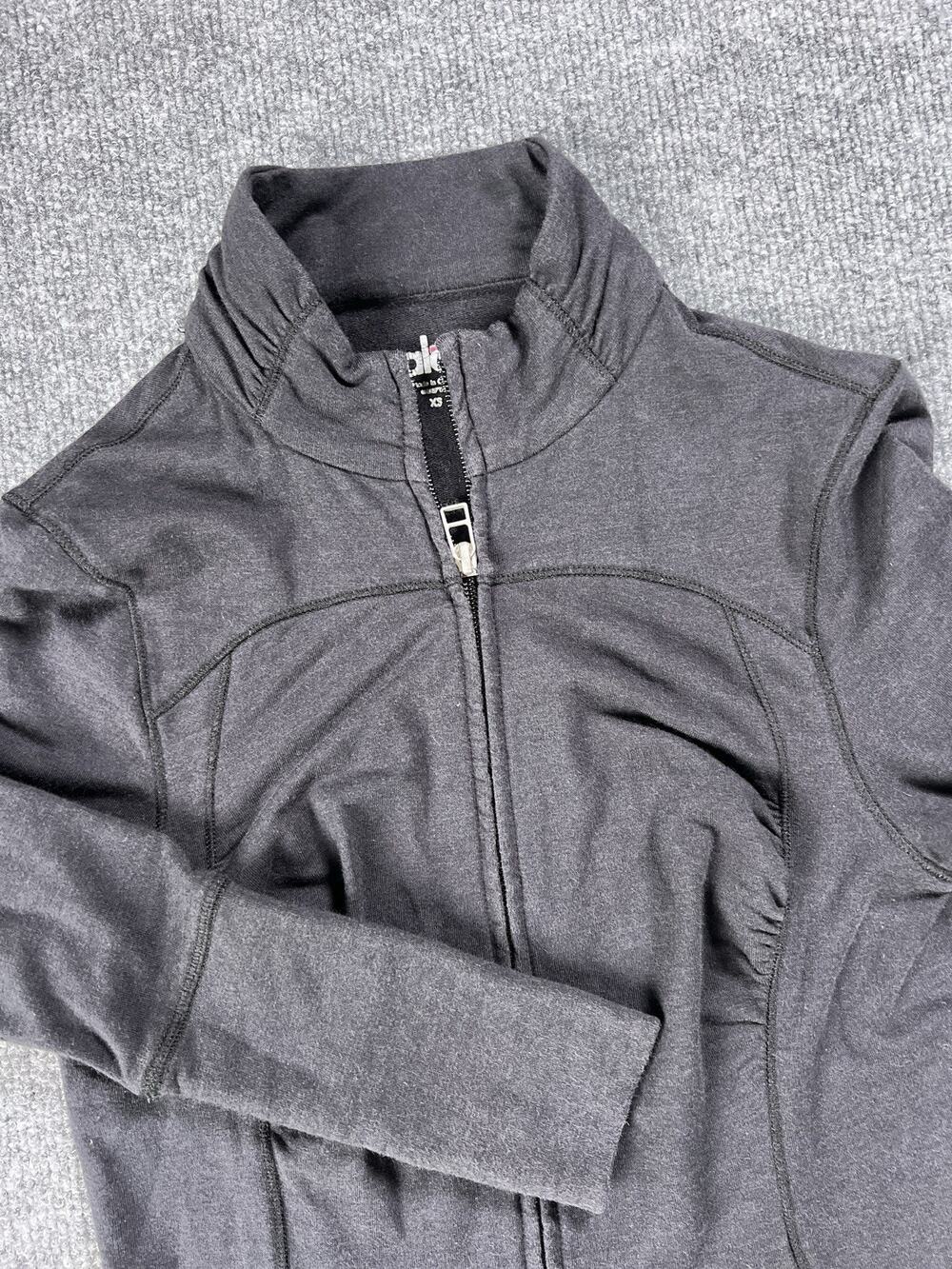 Alo Yoga Jacket Bamboo Cotton Full Zip Thumbhole Charcoal Womens Extra Small